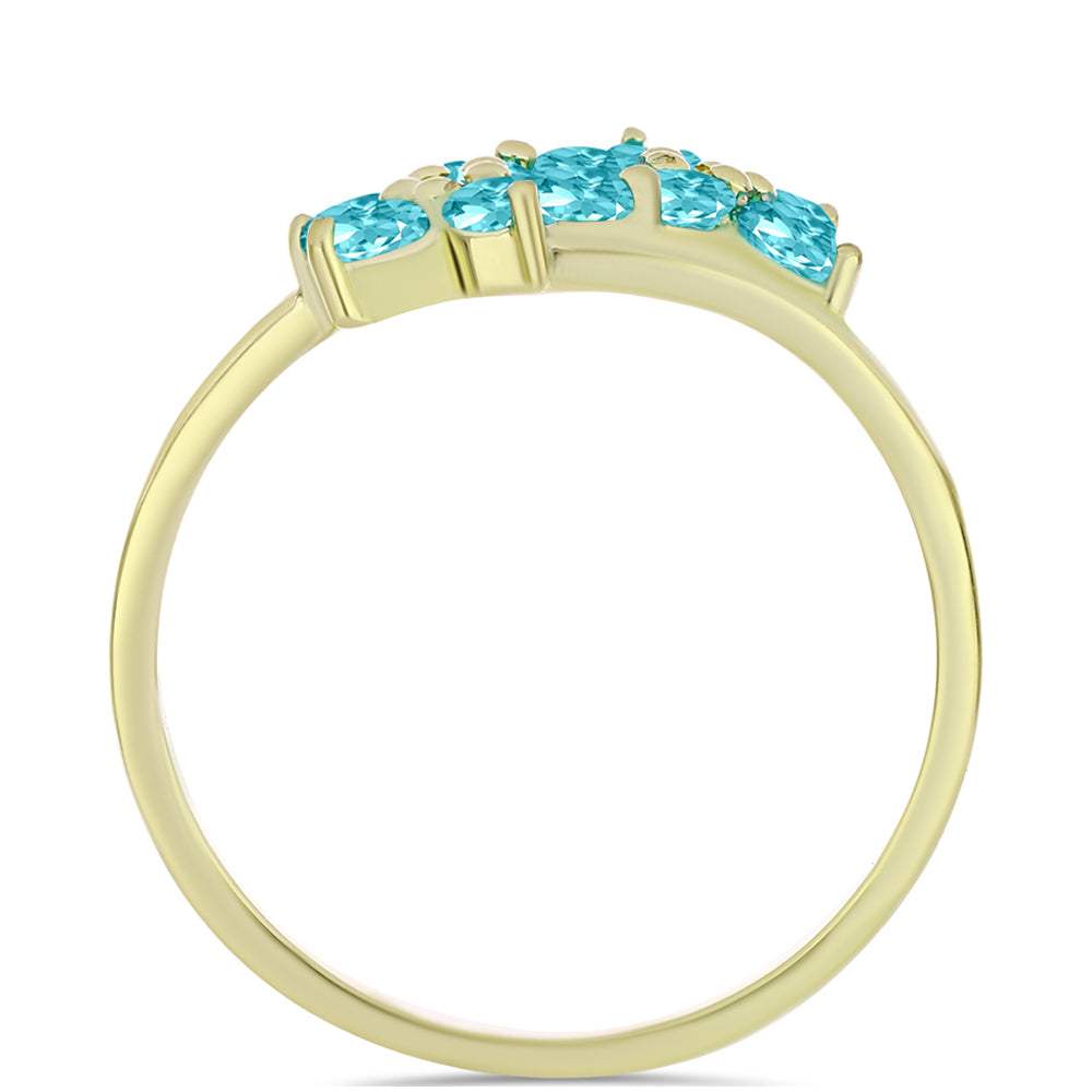 Pozlacené stříbro 925/1000 Prsten s Paraiba Křemenem a Bílým Topazem - Karátové číslo: 1.36. přibližná hmotnost: 2.62 gramů 2 