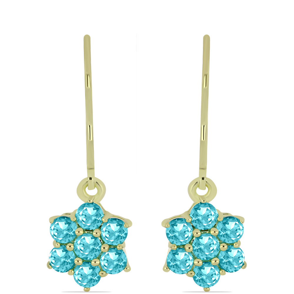 Pozlacené Stříbrné Náušnice s Paraiba Křemenem