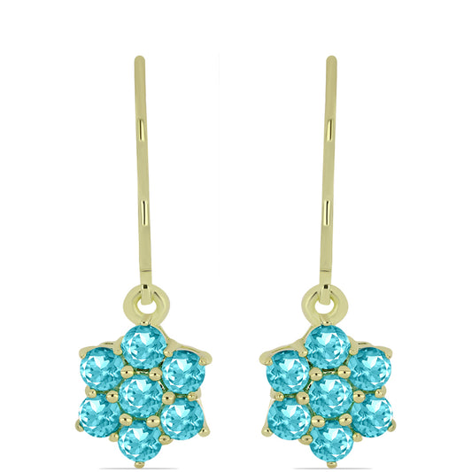 Pozlacené Stříbrné Náušnice s Paraiba Křemenem