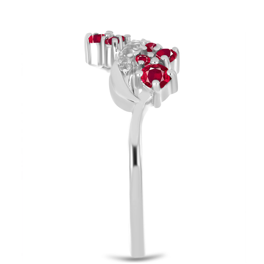 Stříbro 925/1000 - Prsten s Madagaskarským Rubínem a Bílým Topazem - Karátové číslo: 0.59. přibližná hmotnost: 2.56 gramů 4 