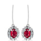 Stříbro 925/1000 Náušnice s Madagaskarským Rubínem a Bílým Topazem - Karátové číslo: 3.09. přibližná hmotnost: 3.38 gramů