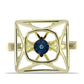 Pozlacené Stříbro 925/1000 - Prsten s Modrým tančícím diamantem - Karátové číslo: 0.01. přibližná hmotnost: 3.76 gramů