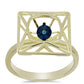 Pozlacené Stříbro 925/1000 - Prsten s Modrým tančícím diamantem - Karátové číslo: 0.01. přibližná hmotnost: 3.76 gramů