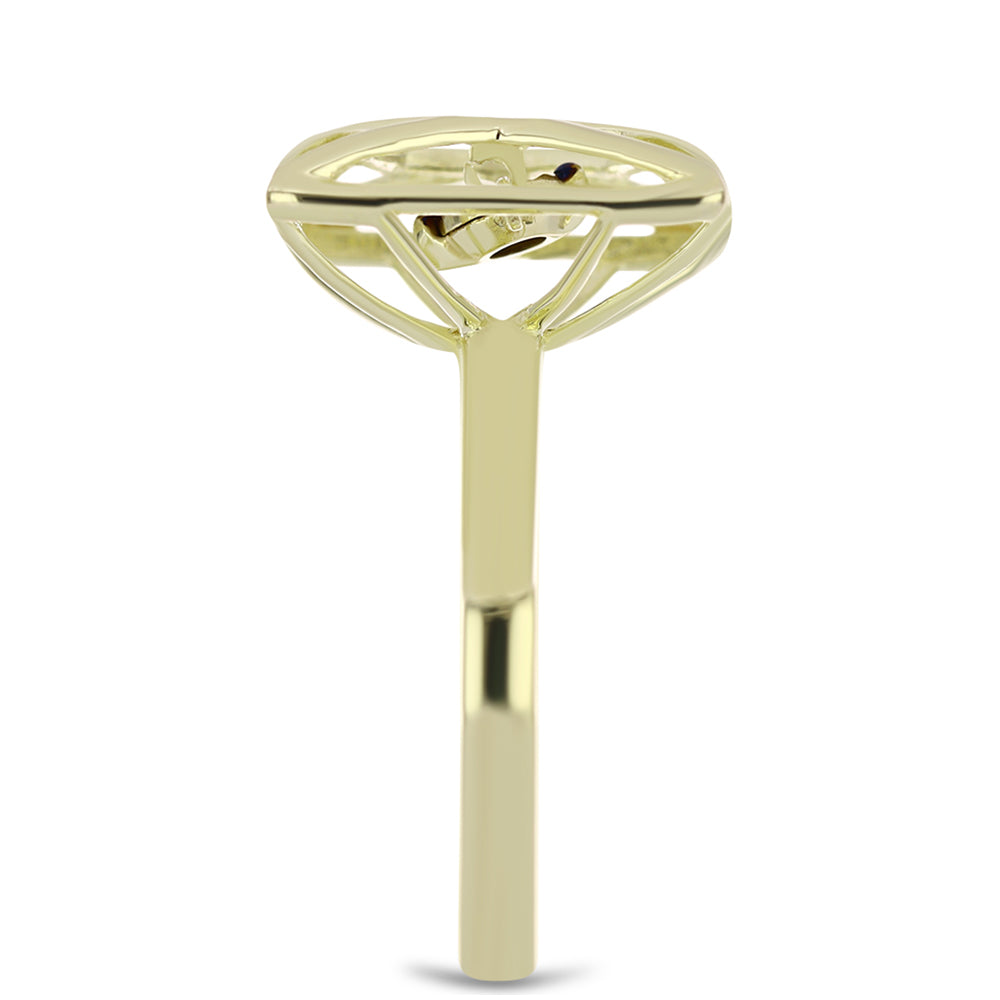 Pozlacené Stříbro 925/1000 - Prsten s Modrým tančícím diamantem - Karátové číslo: 0.01. přibližná hmotnost: 3.76 gramů 4 