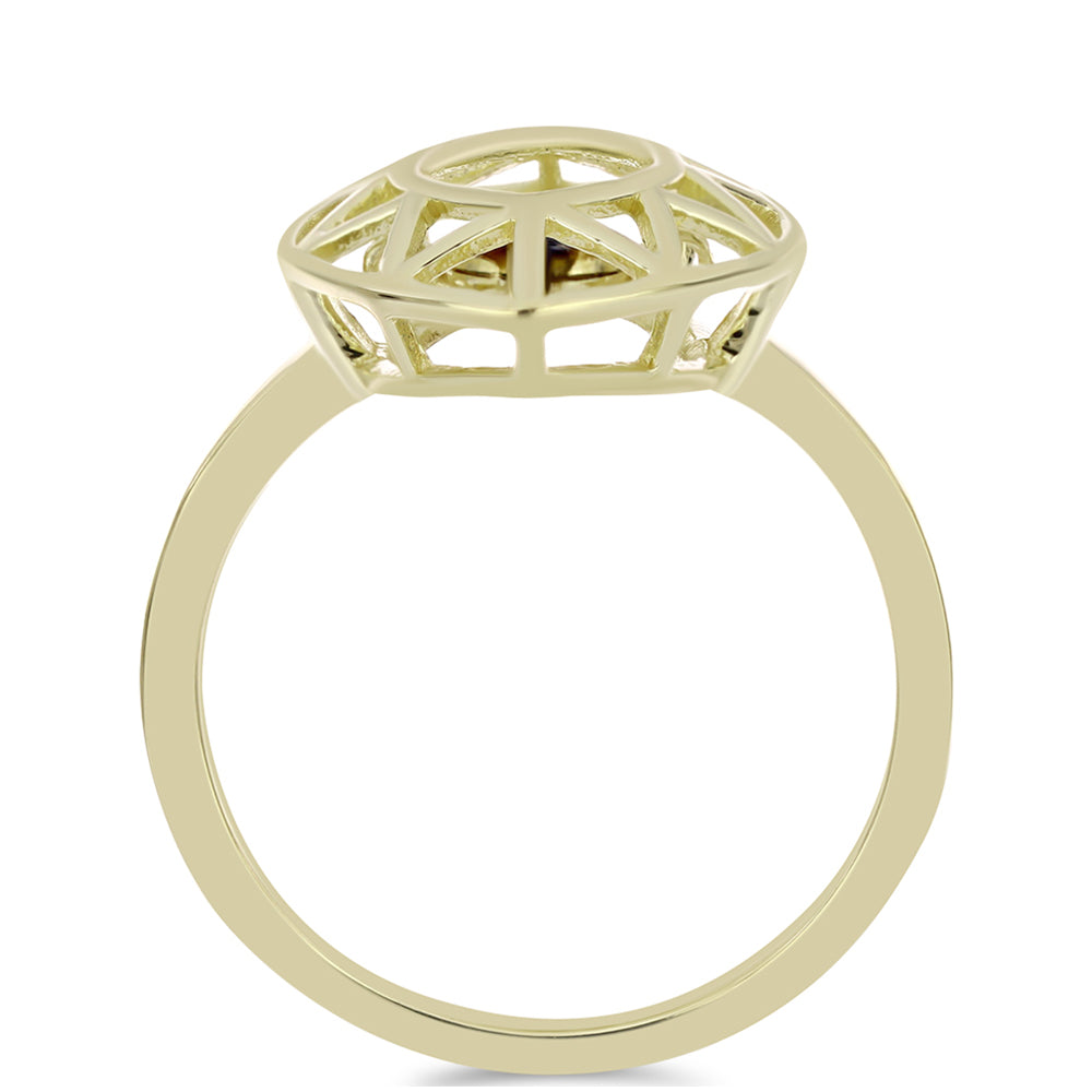 Pozlacené Stříbro 925/1000 - Prsten s Modrým tančícím diamantem - Karátové číslo: 0.01. přibližná hmotnost: 2.4 gramů