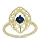 Pozlacené Stříbro 925/1000 - Prsten s Modrým tančícím diamantem - Karátové číslo: 0.01. přibližná hmotnost: 2.4 gramů