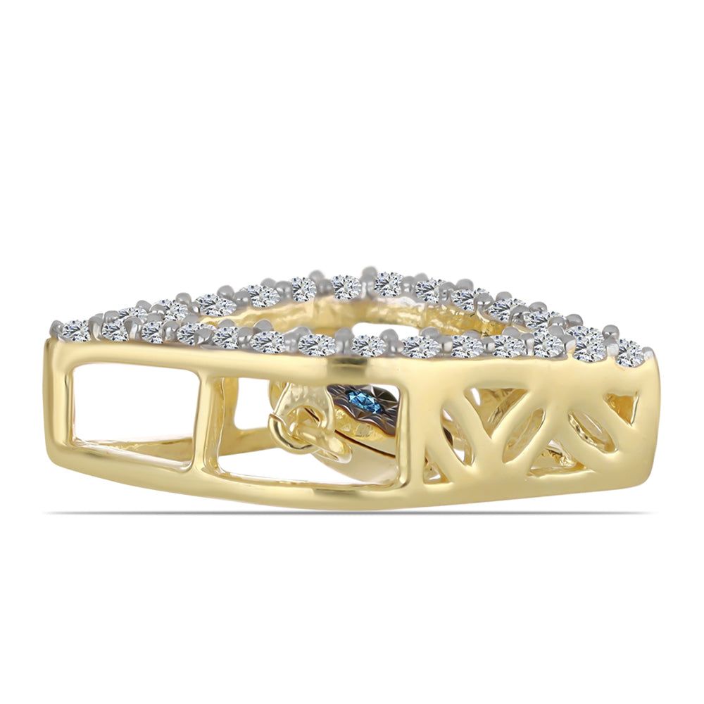 Pozlacené Stříbro 925/1000 - Přívěsek s Modrým tančícím diamantem a Bílým Topazem - Karátové číslo: 0.24. přibližná hmotnost: 1.01 gramů 2 