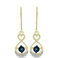 Pozlacené stříbro 925/1000 Náušnice s Modrým tančícím diamantem a Bílým Topazem - Karátové číslo: 0.12. přibližná hmotnost: 2.83 gramů