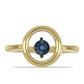 Pozlacené Stříbro 925/1000 - Prsten s Modrým tančícím diamantem - Karátové číslo: 0.01. přibližná hmotnost: 2.34 gramů