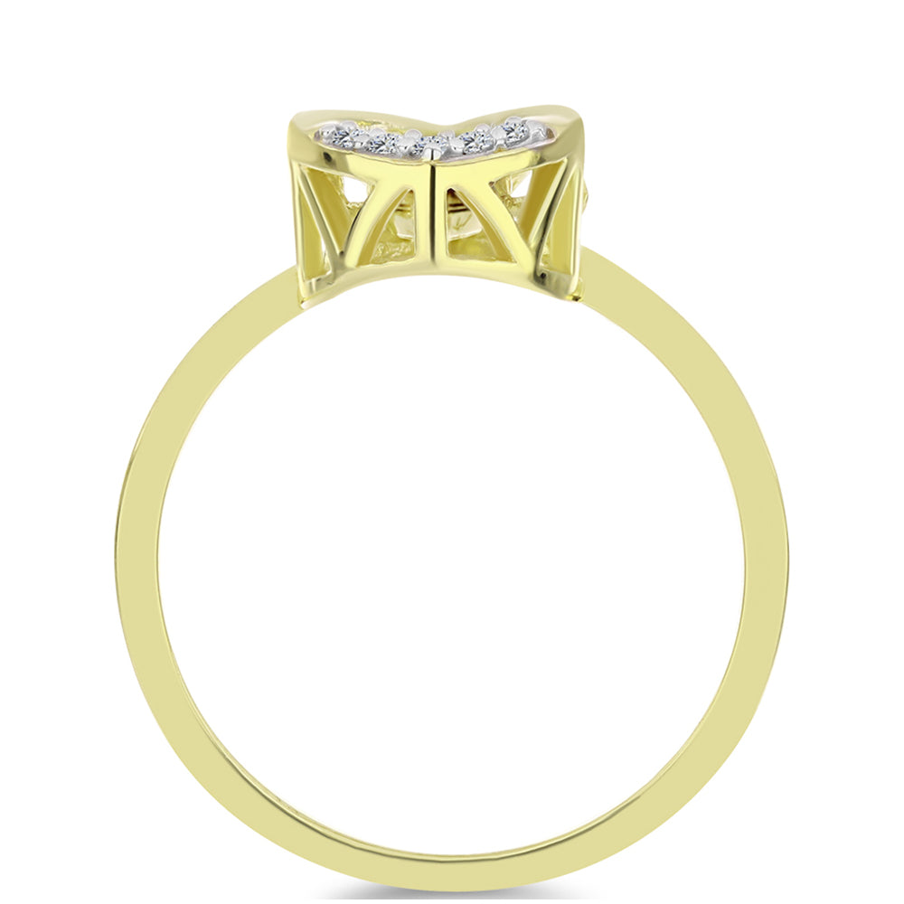 Pozlacené Stříbro 925/1000 - Prsten s Modrým tančícím diamantem a Bílým Topazem - Karátové číslo: 0.05. přibližná hmotnost: 2.09 gramů 2 