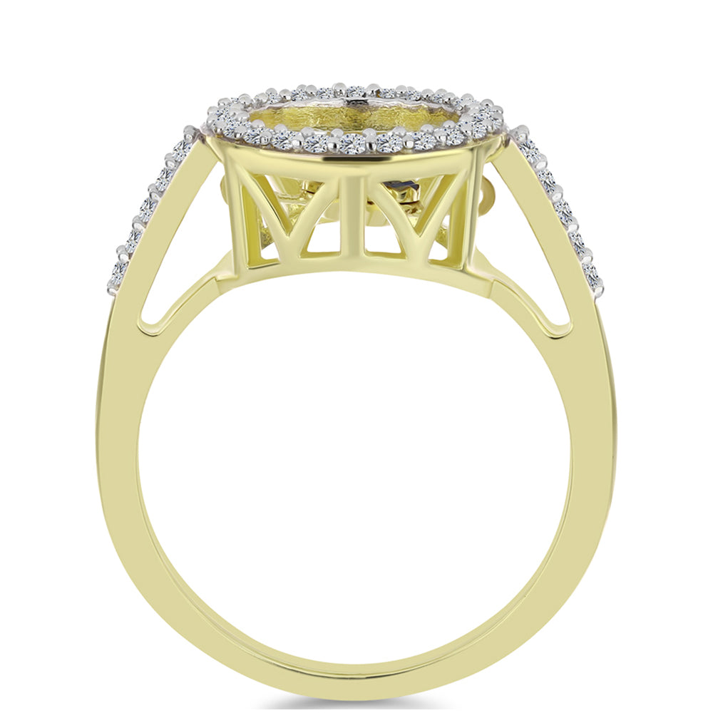 Pozlacené Stříbro 925/1000 - Prsten s Modrým tančícím diamantem a Bílým Topazem - Karátové číslo: 0.31. přibližná hmotnost: 3.05 gramů 2 