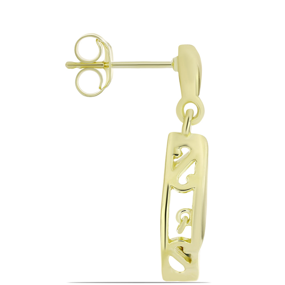 Pozlacené Stříbro 925/1000 - Náušnice s Modrým tančícím diamantem - Karátové číslo: 0.02. přibližná hmotnost: 3.16 gramů 2 