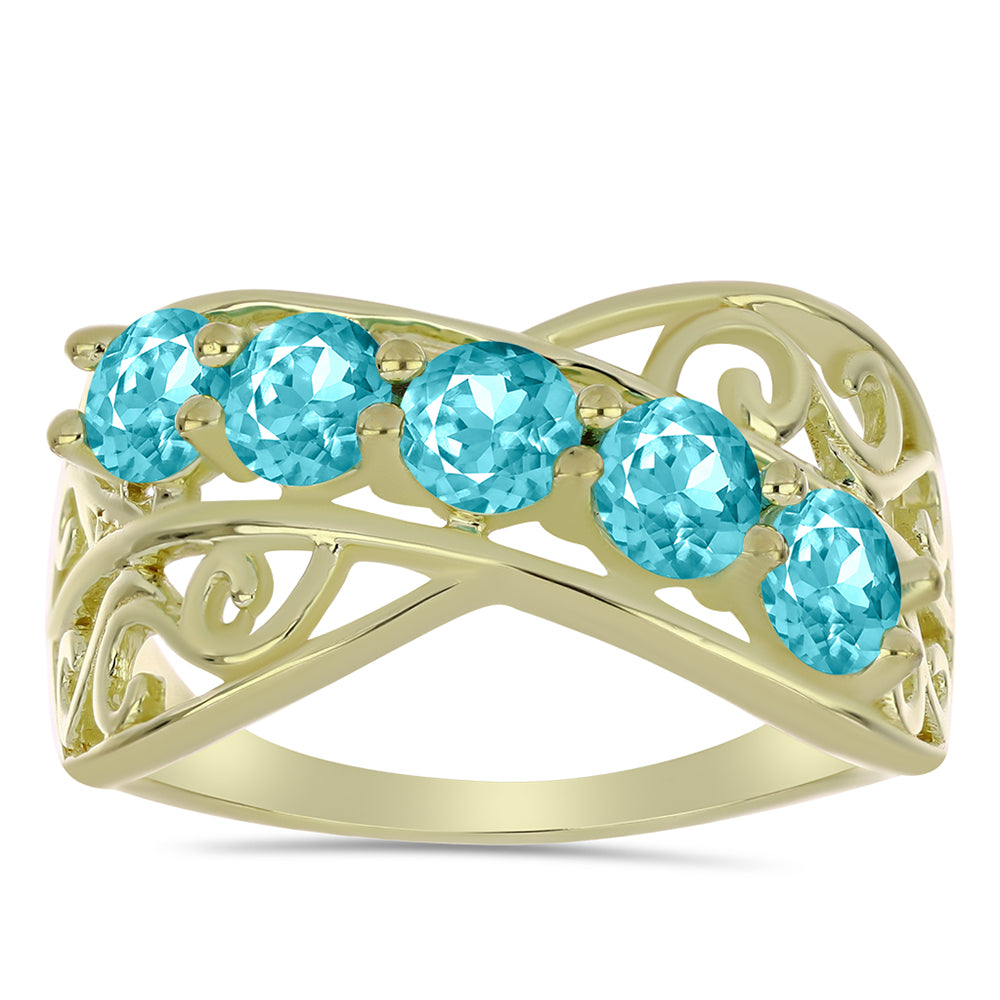 Pozlacený Stříbrný Prsten s Paraiba Křemenem