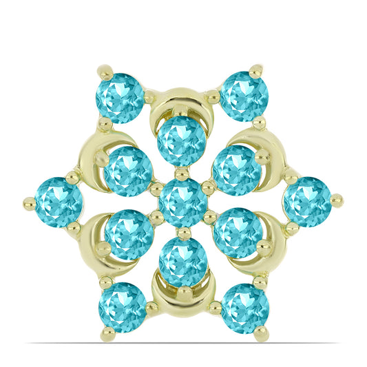 Pozlacený Stříbrný Brož s Paraiba Křemenem