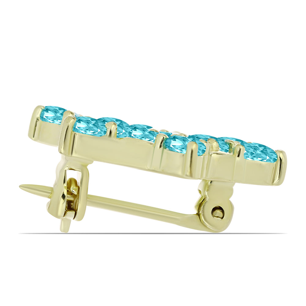 Pozlacený Stříbrný Brož s Paraiba Křemenem