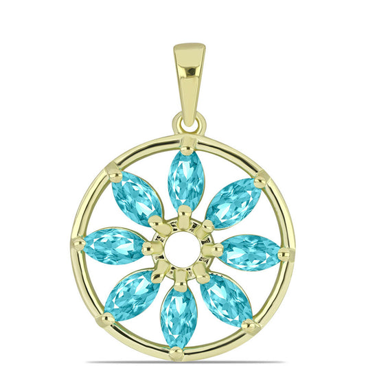 Pozlacený Stříbrný Přívěsek s Paraiba Křemenem