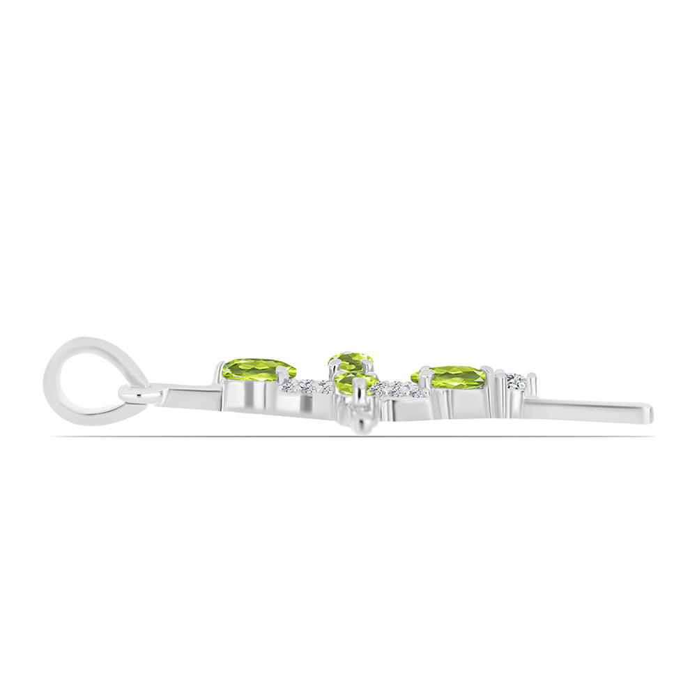 Stříbro 925/1000 - Přívěsek s Čchang-pajským Peridotem a Bílým Topazem - Karátové číslo: 1. přibližná hmotnost: 2.44 gramů 2 