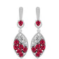 Stříbro 925/1000 - Náušnice s Madagaskarským Rubínem a Bílým Topazem - Karátové číslo: 3.29. přibližná hmotnost: 6.34 gramů