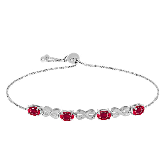 Stříbro 925/1000 - Náramek s Madagaskarským Rubínem - Karátové číslo: 2.78. přibližná hmotnost: 4.38 gramů