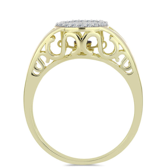 Pozlacené Stříbro 925/1000 - Prsten s Modrým tančícím diamantem a Bílým Topazem - Karátové číslo: 0.19. přibližná hmotnost: 3.5 gramů