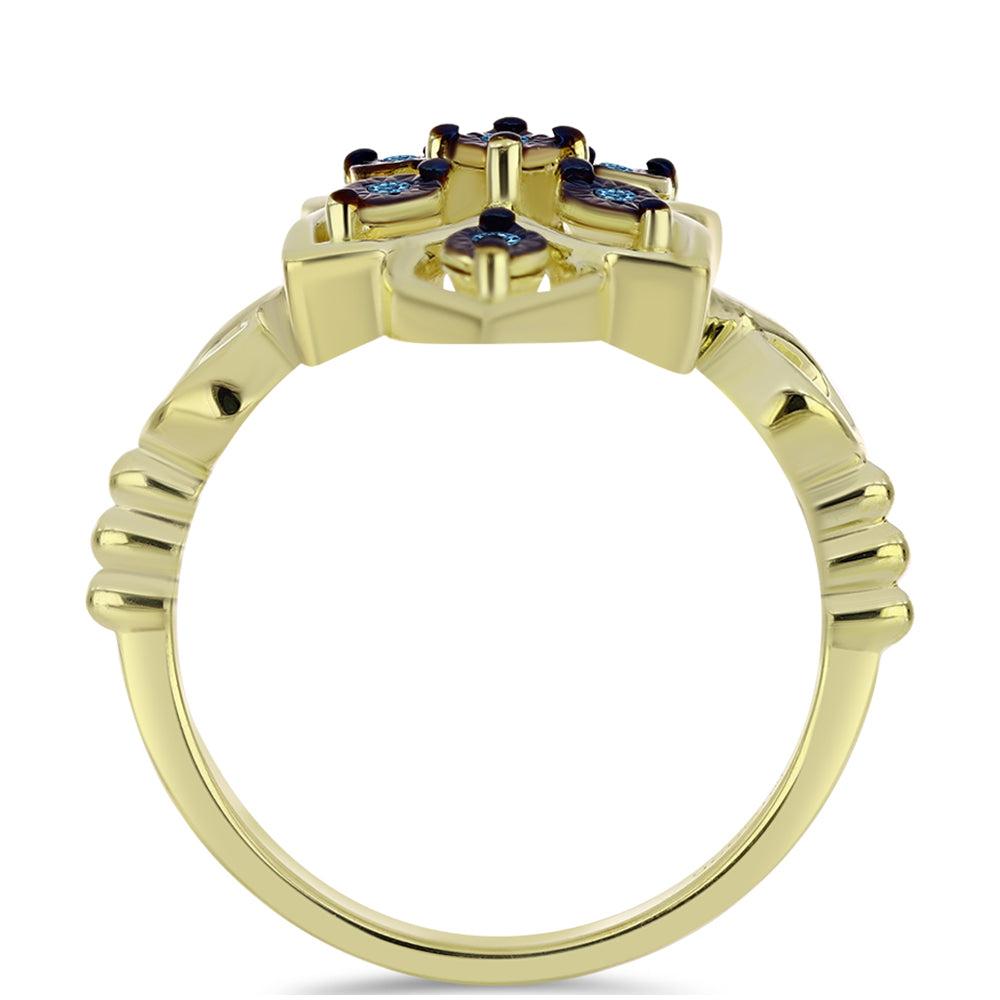 Pozlacený Stříbrný Prsten s Modrým tančícím diamantem 2 