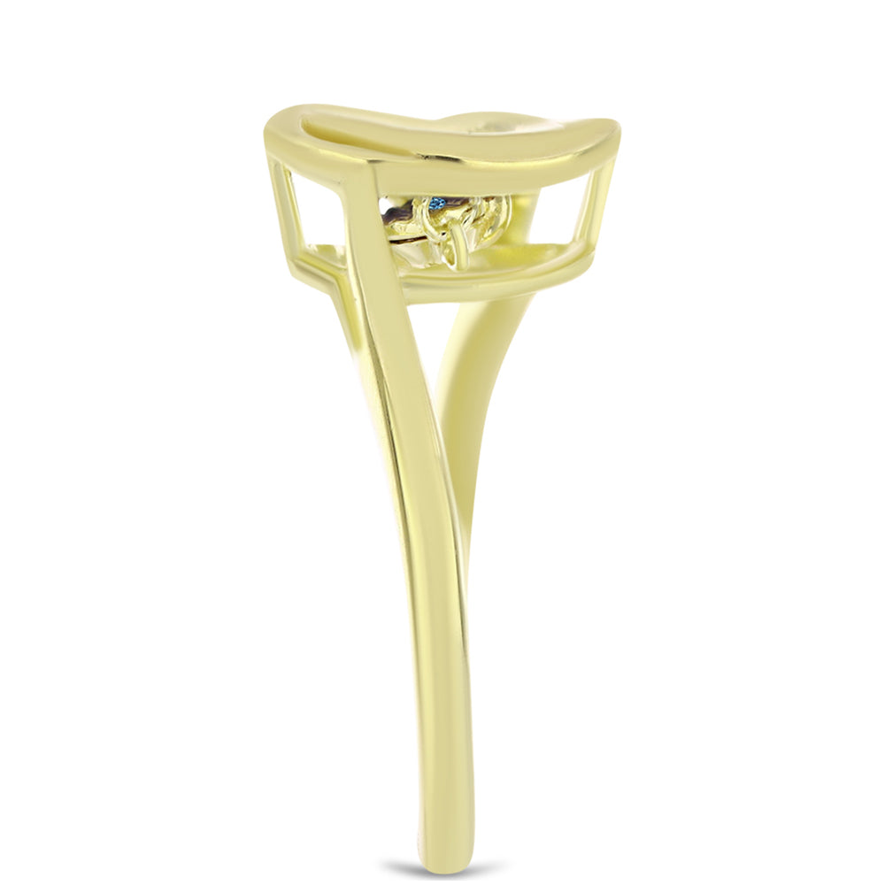 Pozlacené Stříbro 925/1000 - Prsten s Modrým tančícím diamantem - Karátové číslo: 0.01. přibližná hmotnost: 3.19 gramů 4 