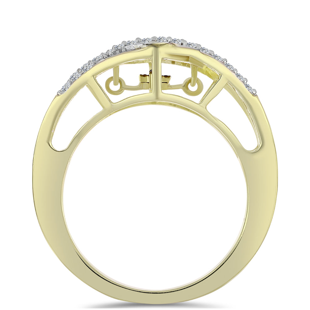 Pozlacené Stříbro 925/1000 - Prsten s Modrým tančícím diamantem a Bílým Topazem - Karátové číslo: 0.35. přibližná hmotnost: 3.51 gramů 2 