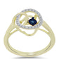 Pozlacené Stříbro 925/1000 - Prsten s Modrým tančícím diamantem a Bílým Topazem - Karátové číslo: 0.21. přibližná hmotnost: 2.81 gramů