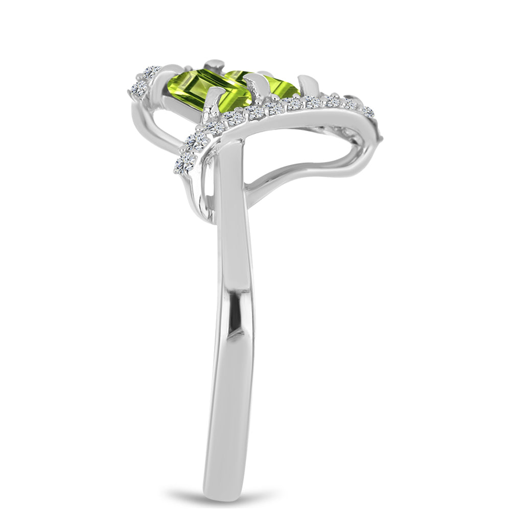Stříbro 925/1000 - Prsten s Čchang-pajským Peridotem a Bílým Topazem - Karátové číslo: 1.19. přibližná hmotnost: 3.13 gramů 4 