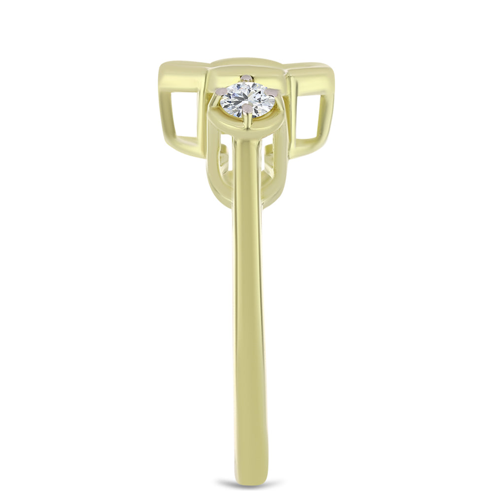 Pozlacené Stříbro 925/1000 - Prsten s Modrým tančícím diamantem a Bílým Topazem - Karátové číslo: 0.27. přibližná hmotnost: 2.96 gramů