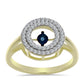 Pozlacené Stříbro 925/1000 - Prsten s Modrým tančícím diamantem a Bílým Topazem - Karátové číslo: 0.46. přibližná hmotnost: 3.39 gramů
