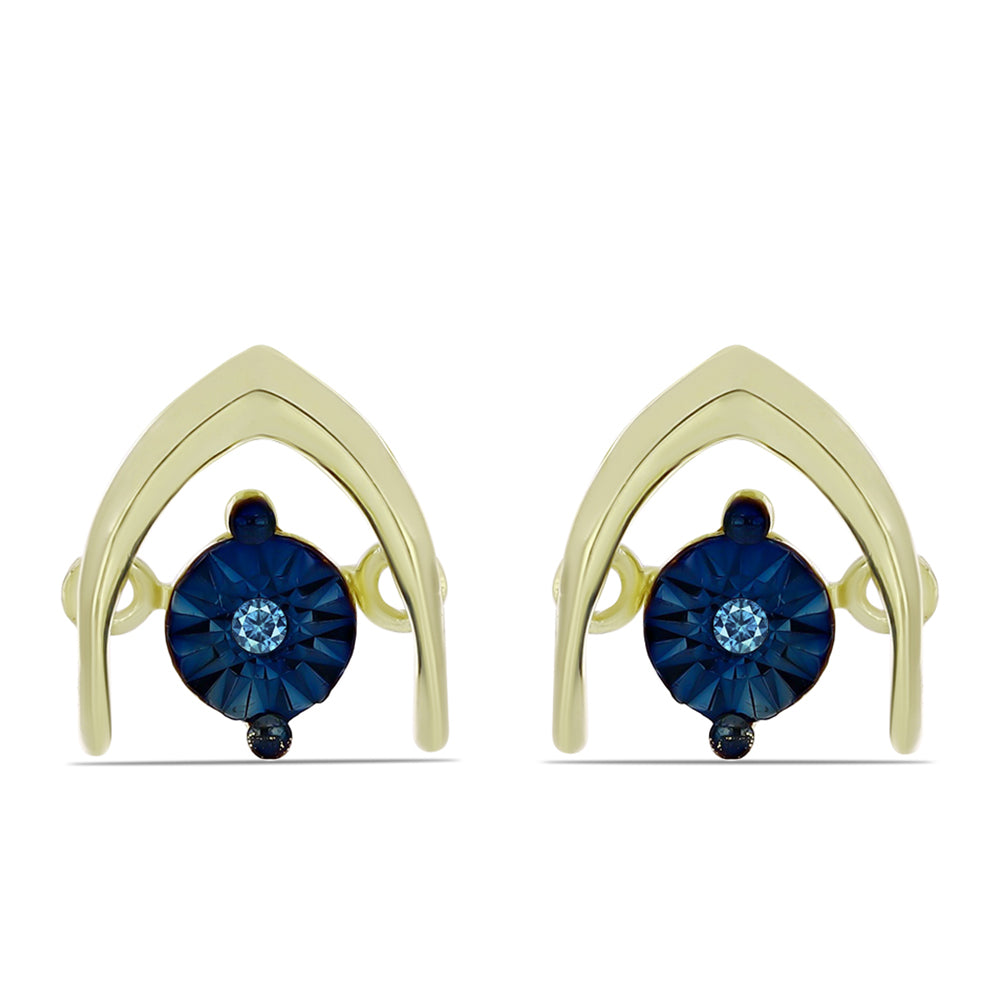 Pozlacené Stříbro 925/1000 - Náušnice s Modrým tančícím diamantem - Karátové číslo: 0.01. přibližná hmotnost: 1.65 gramů 1 
