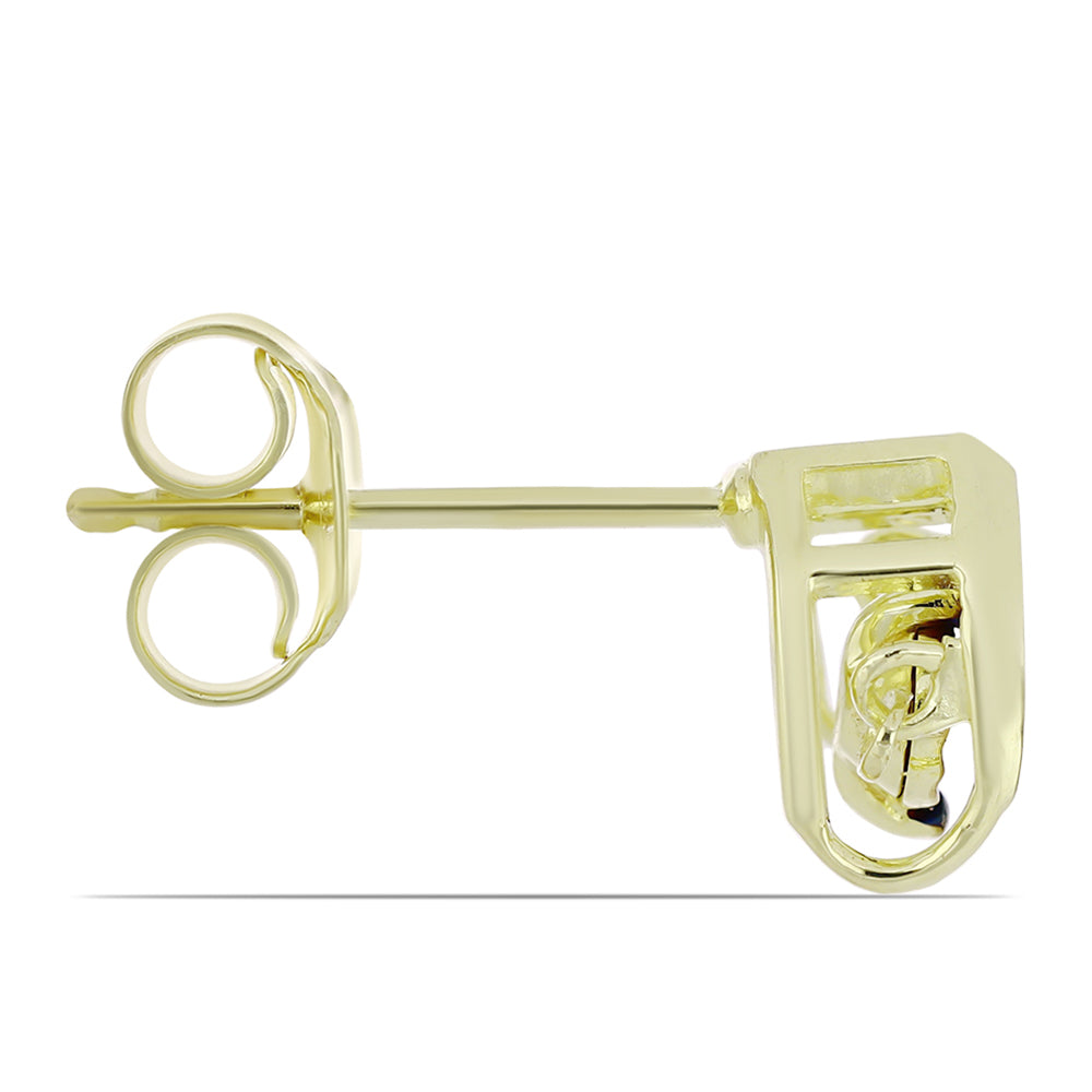 Pozlacené Stříbro 925/1000 - Náušnice s Modrým tančícím diamantem - Karátové číslo: 0.01. přibližná hmotnost: 1.65 gramů 2 