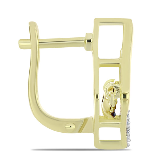 Pozlacené Stříbro 925/1000 - Náušnice s Modrým tančícím diamantem a Bílým Topazem - Karátové číslo: 0.19. přibližná hmotnost: 4.72 gramů