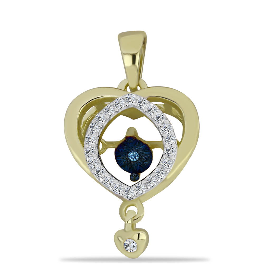 Pozlacený Stříbrný Přívěsek s Modrým tančícím diamantem a Bílým Topazem 1 