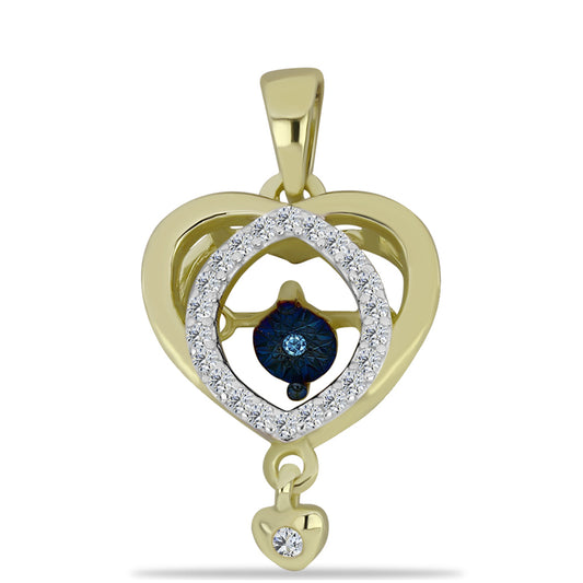 Pozlacený Stříbrný Přívěsek s Modrým tančícím diamantem a Bílým Topazem