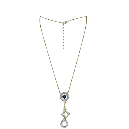 Pozlacené stříbro 925/1000 Náhrdelník s Modrým tančícím diamantem a Bílým Topazem - Karátové číslo: 0.38. přibližná hmotnost: 4.25 gramů