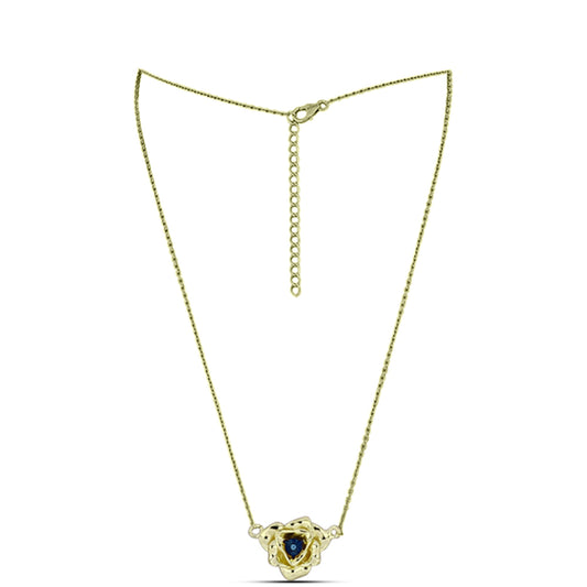 Pozlacené stříbro 925/1000 Náhrdelník s Modrým tančícím diamantem - Karátové číslo: 0.01. přibližná hmotnost: 4.73 gramů