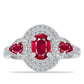Stříbro 925/1000 - Prsten s Madagaskarským Rubínem a Bílým Topazem - Karátové číslo: 2.35. přibližná hmotnost: 3.74 gramů