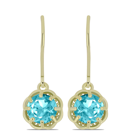 Pozlacené stříbro 925/1000 Náušnice s Paraiba Křemenem - Karátové číslo: 2.38. přibližná hmotnost: 2.85 gramů