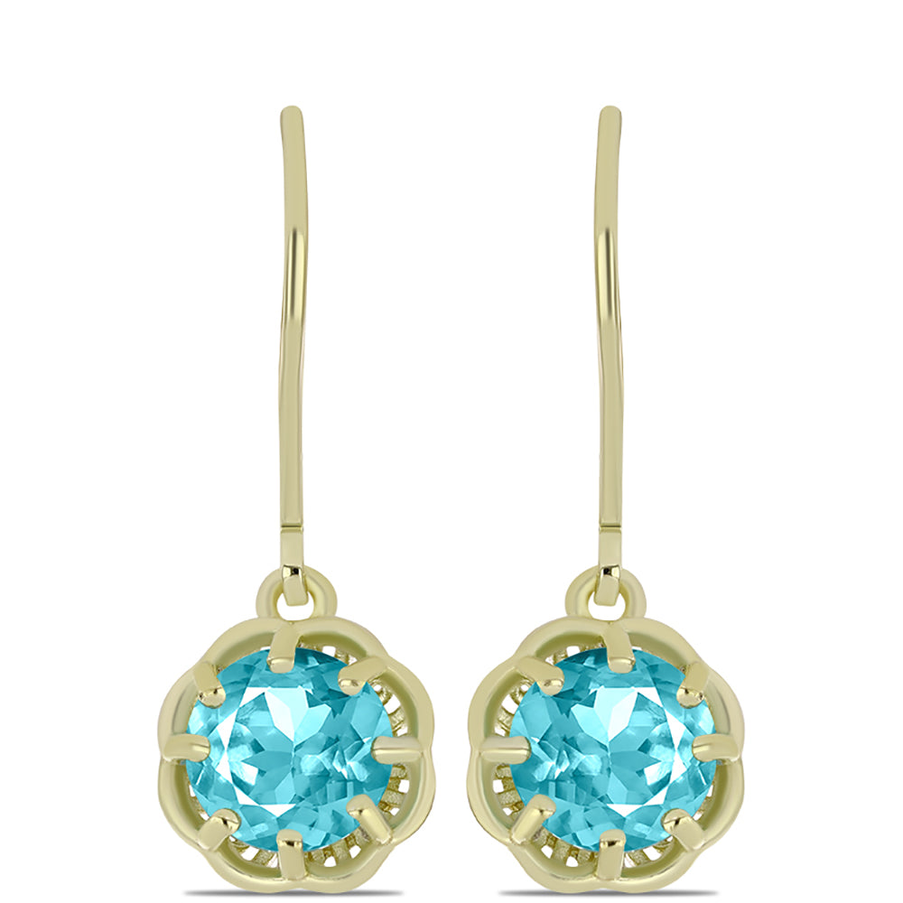 Pozlacené stříbro 925/1000 Náušnice s Paraiba Křemenem - Karátové číslo: 2.38. přibližná hmotnost: 2.85 gramů 3 