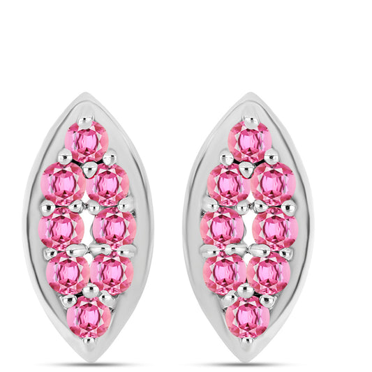 Stříbro 925/1000 - Náušnice s Růžovým Turmalínem z Pelmadulla - Karátové číslo: 0.55. přibližná hmotnost: 2.71 gramů