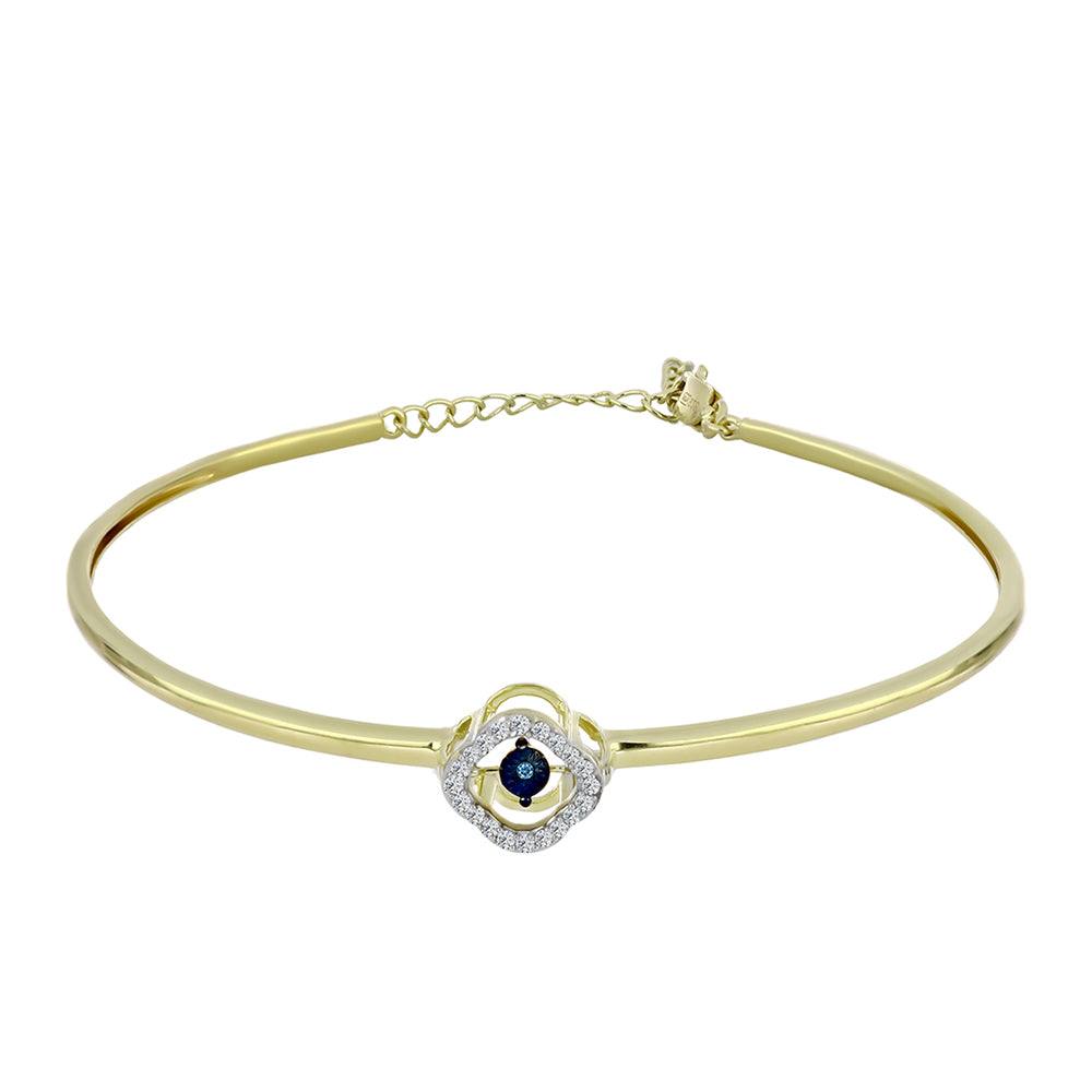 Pozlacené Stříbro 925/1000 - Náramek s Modrým tančícím diamantem a Bílým Topazem - Karátové číslo: 0.17. přibližná hmotnost: 7.85 gramů