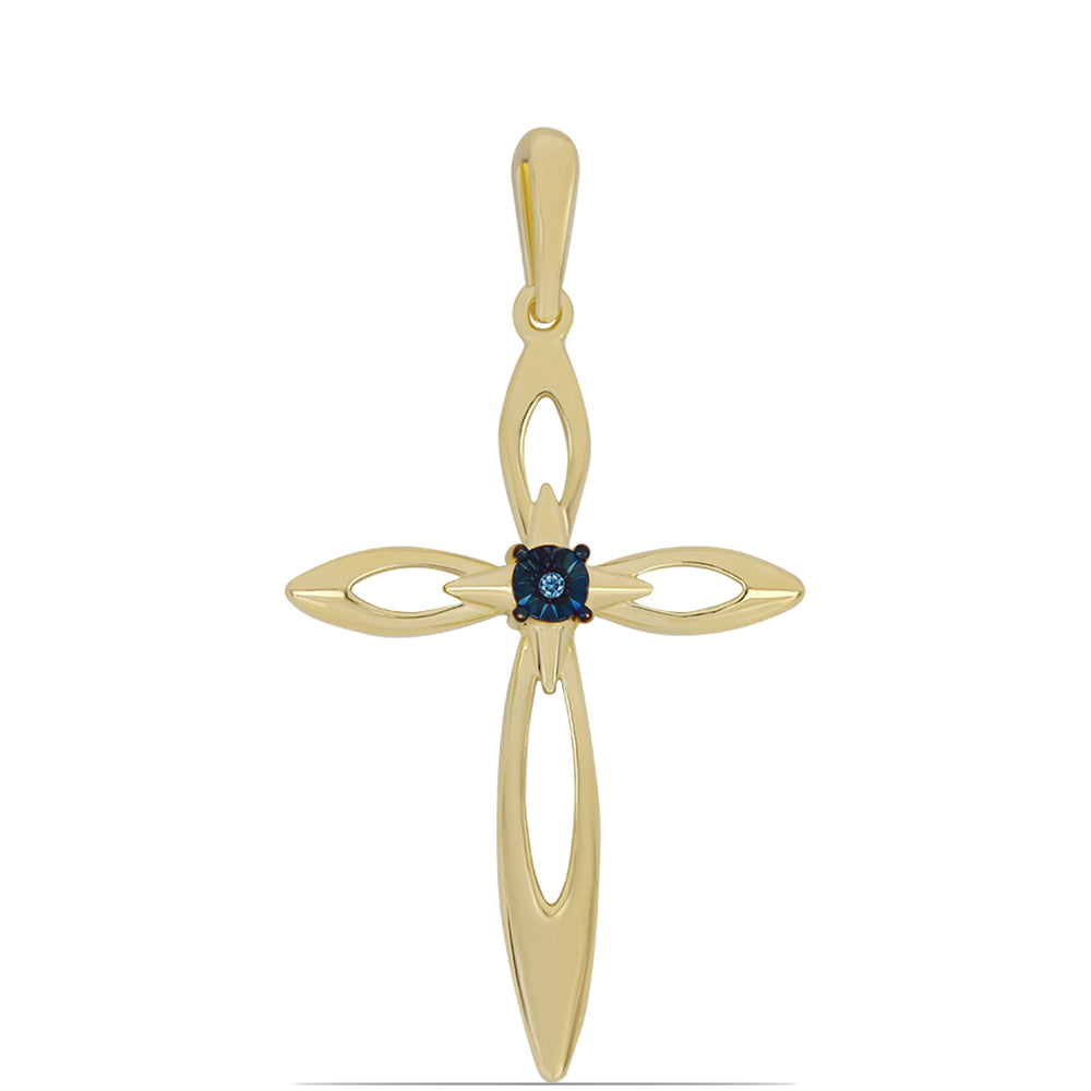 Pozlacené Stříbro 925/1000 - Přívěsek s Modrým tančícím diamantem - Karátové číslo: 0.01. přibližná hmotnost: 2.24 gramů 1 
