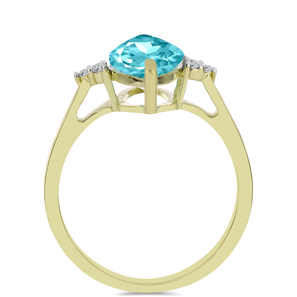 Pozlacený Stříbrný Prsten s Paraiba Křemenem a Bílým Topazem