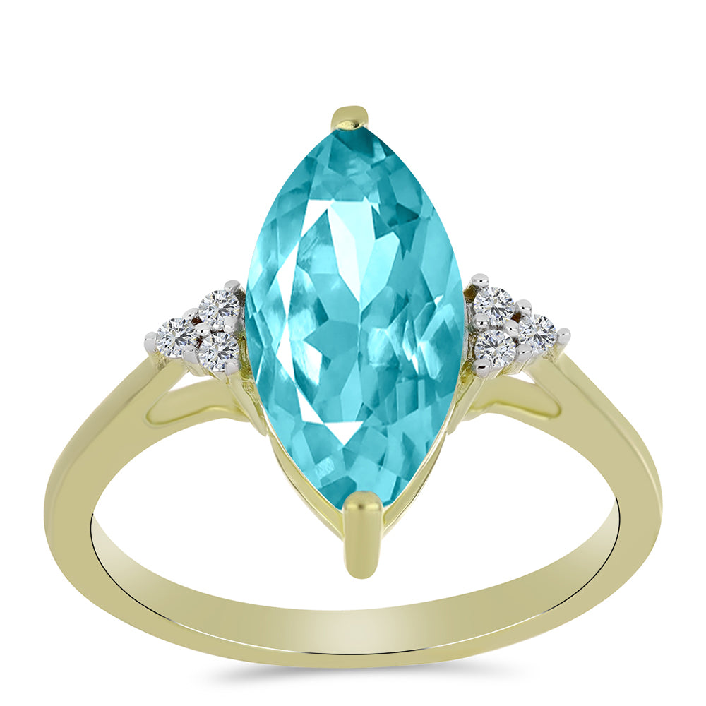 Pozlacený Stříbrný Prsten s Paraiba Křemenem a Bílým Topazem 3 
