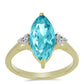 Pozlacený Stříbrný Prsten s Paraiba Křemenem a Bílým Topazem