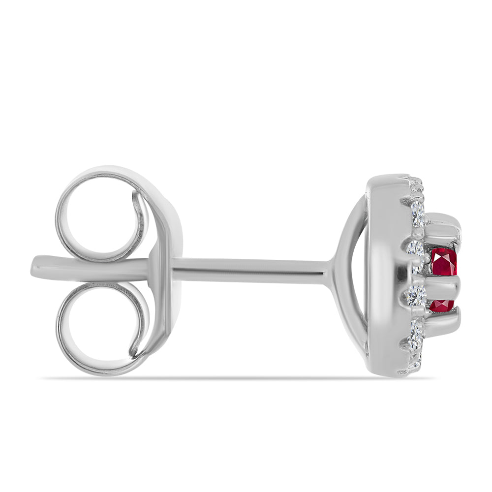 Stříbro 925/1000 - Sada s Madagaskarským Rubínem a Bílým Topazem - Karátové číslo: 0.78. přibližná hmotnost: 3.07 gramů ( Náušnice+Prsten ) 4 