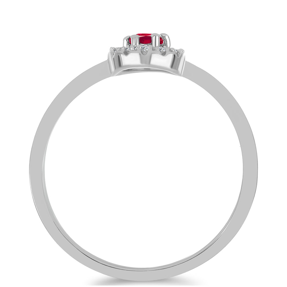 Stříbro 925/1000 - Sada s Madagaskarským Rubínem a Bílým Topazem - Karátové číslo: 0.78. přibližná hmotnost: 3.07 gramů ( Náušnice+Prsten ) 5 