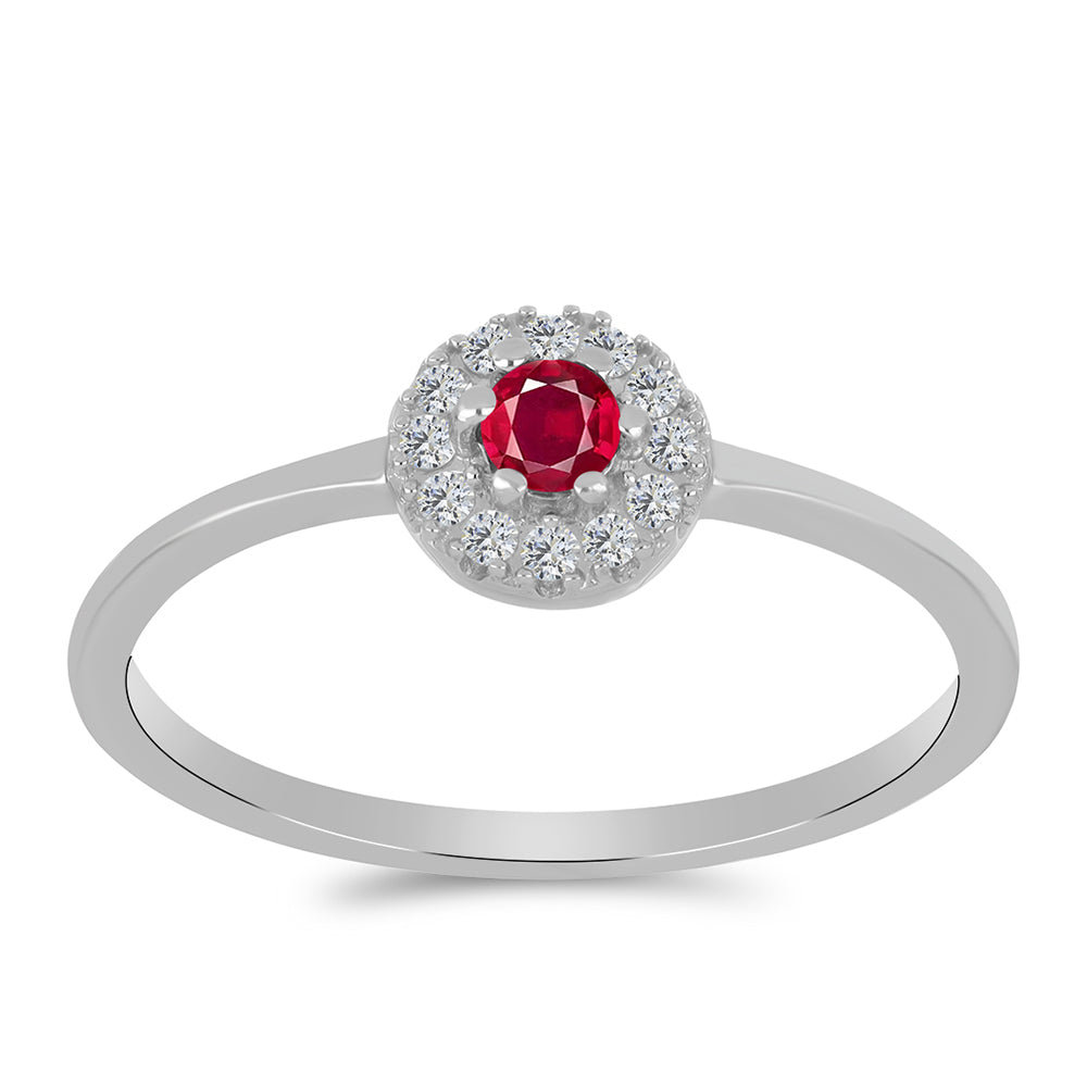 Stříbro 925/1000 - Sada s Madagaskarským Rubínem a Bílým Topazem - Karátové číslo: 0.78. přibližná hmotnost: 3.07 gramů ( Náušnice+Prsten ) 6 